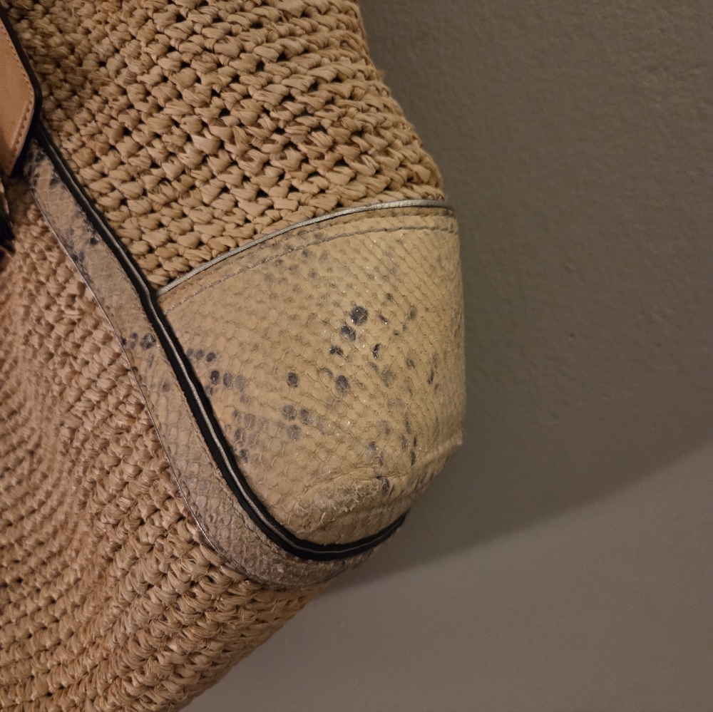 Coach 2011 Natalie Straw And Python Turnlock Tote… - image 7